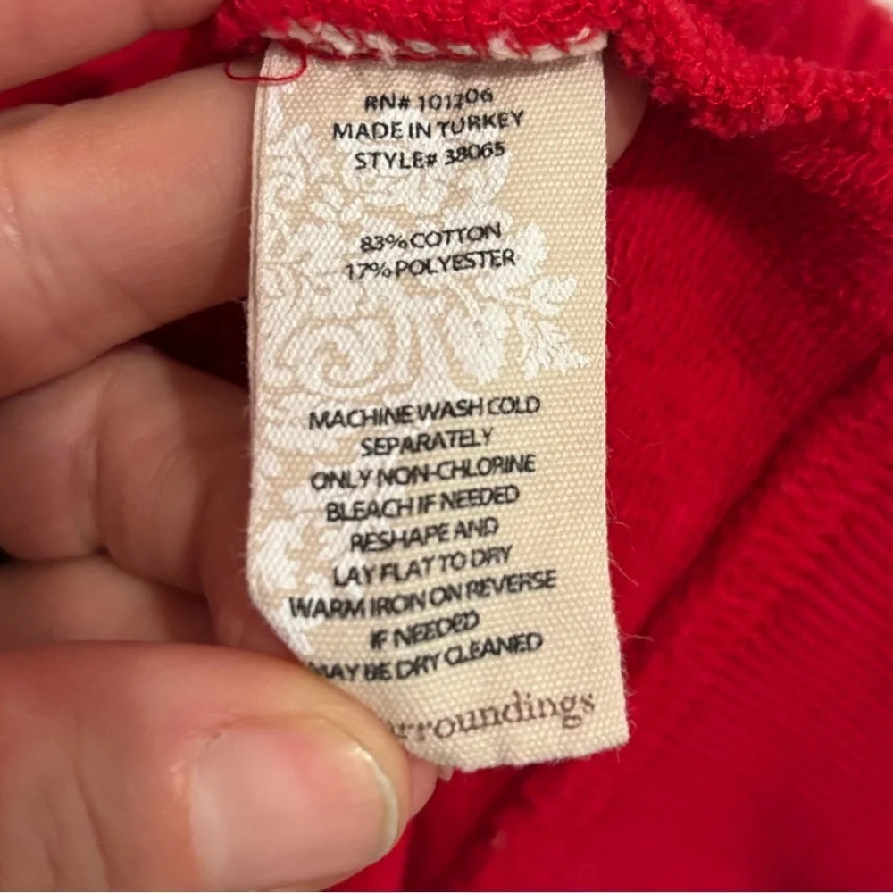 Soft Surroundings Red Funnel Snap Neck Tunic Sweatshirt Womens size PM